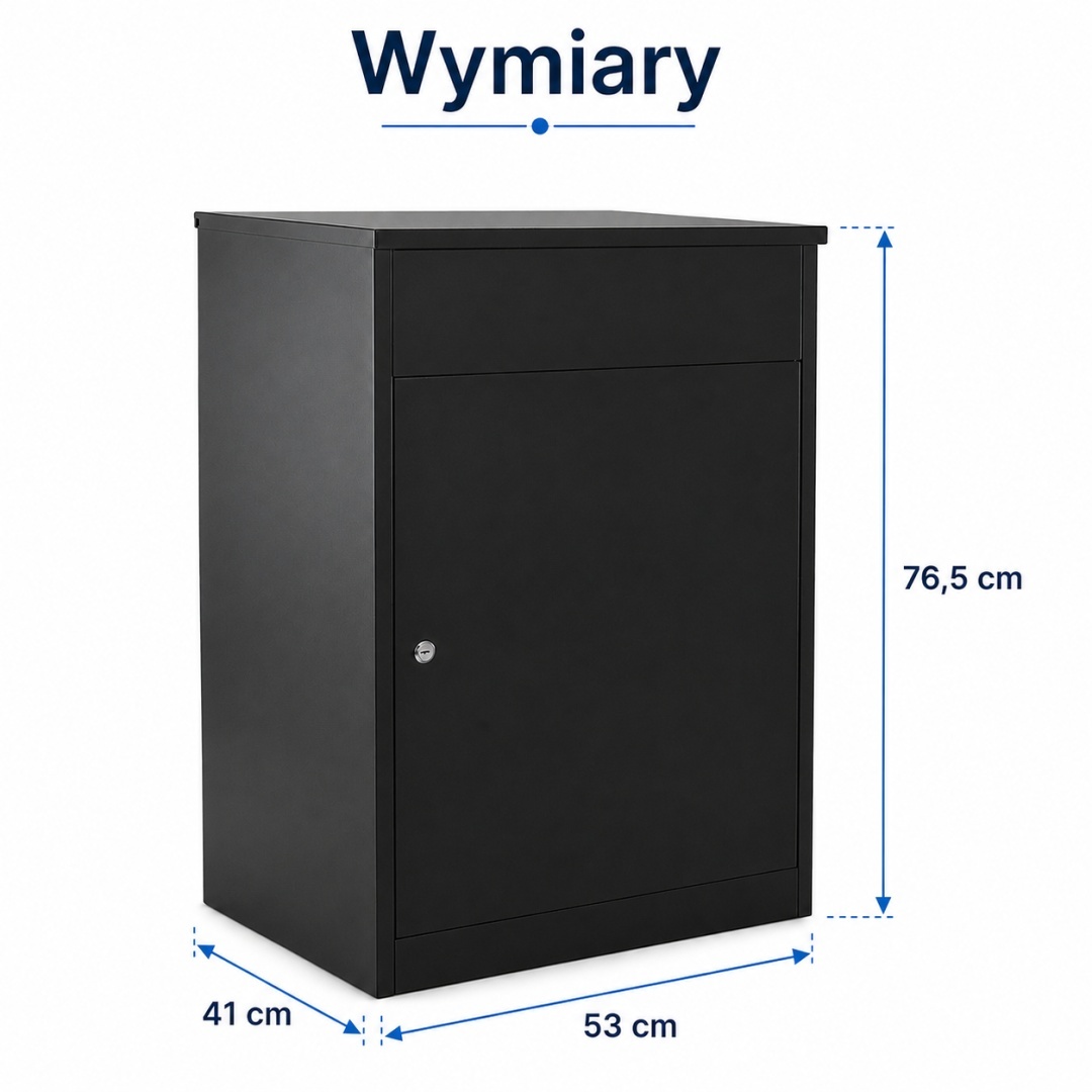 Schránka na balíky BITUX 90L ocelová uzamykatelná černá voděodolná 53x41x76,5 M19995